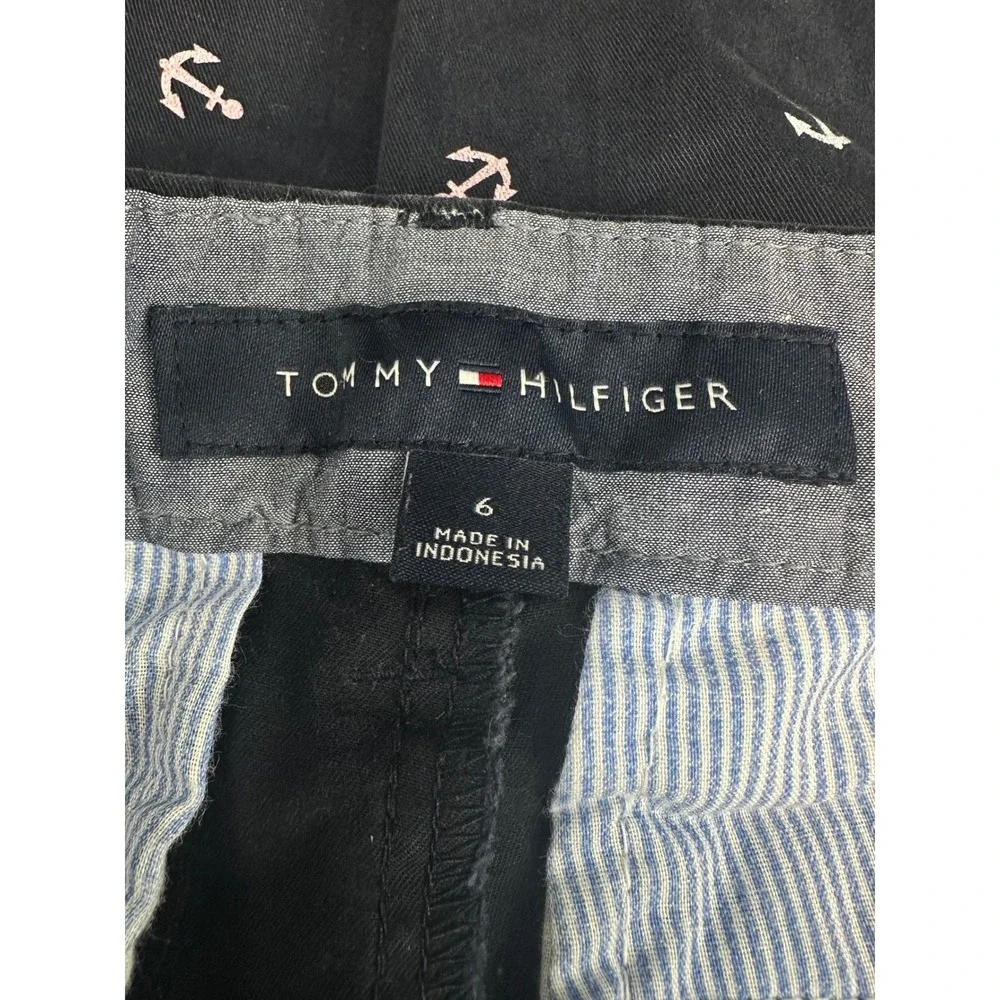 Tommy Hilfiger Anchor Print Chino Shorts Women's Sz 6 Navy Blue Pink Nautical